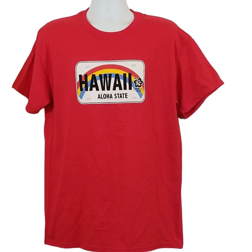 Anvil Hawaii Aloha State‎ T Shirt Men's Size L Red Short Sleeve NWT